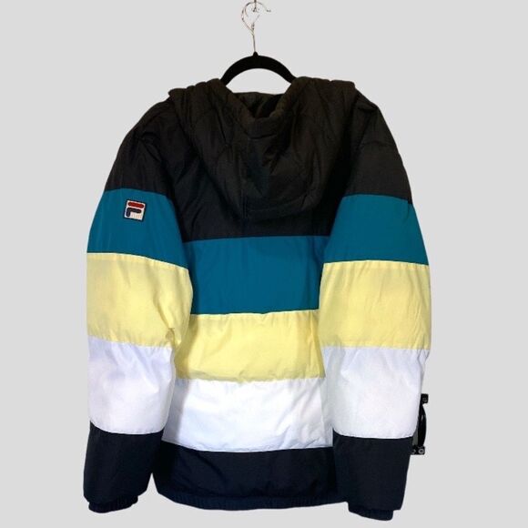FILA Hooded Striped Puffer Coat - Picture 3 of 8
